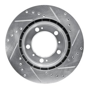 Porsche Boxster Brake Rotor (1) - Rear Left - R1 Concepts - Drilled & Slotted - Silver - `97-`04